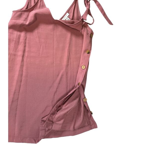 Topshop Tilda Side Button Mini Dress Mauve Pink Bow Tie Straps Short Size 6 Fun - Picture 12 of 13